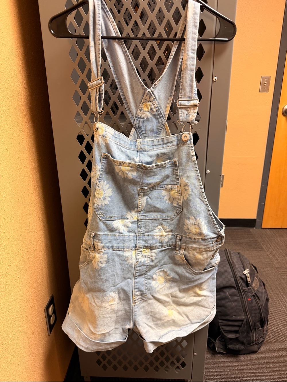 Floral Denim Overall Shorts